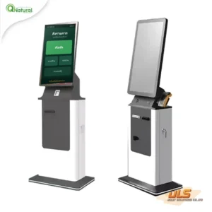 ตู้บริการตัวเอง Self Service Kiosk ทูโทนขาว-ดำ ตั้งพื้น 21.5 นิ้ว KDS-030 ฝาเปิดซ่อมบำรุงด้านหน้า