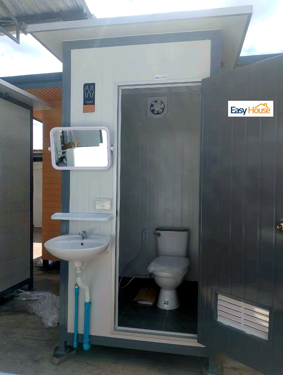 ผลิตและติดตั้งห้องน้ำสำเร็จรูป ตู้เดี่ยว Muji Toilet TEH-TL03หน้างานจริง