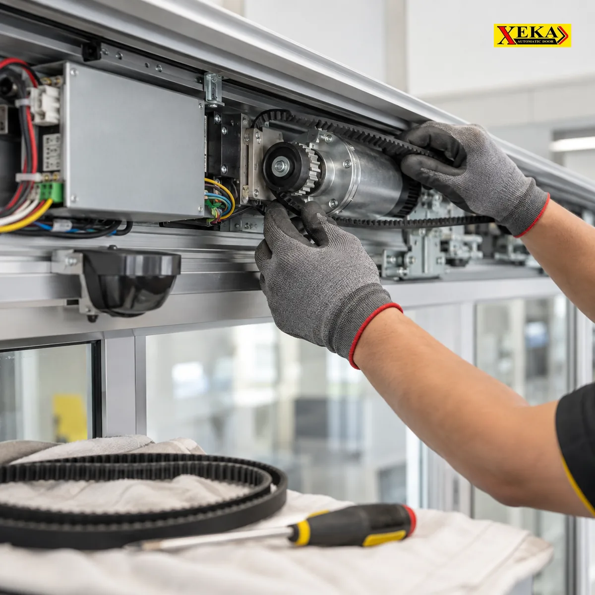 ช่างเปลี่ยนมอเตอร์และตรวจชุดควบคุมประตูอัตโนมัติ — XEKA